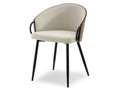 Moderne stol valnød/beige sorte ben ELVIRA