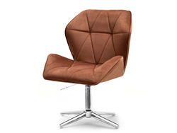 Lænestol i kobbervelour med kromben VELO-STATIC