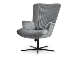 Velourlænestol grå med sorte ben ESLA