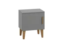 Sengebord med hylde grå KUBI