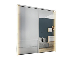 Hvid skydegarderobe 200 cm med LED TAYA