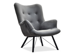 Velourlænestol med grå, sorte ben DALTON