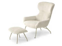 Fløjlslænestol beige beige ben CONOR