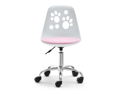 Kontorlænestol hvid/pink med kromben FOOT