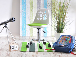 Kontorlænestol hvid/grøn med kromben FOOT