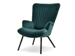 Velourlænestol med grønne, sorte ben LANZA