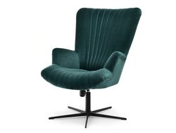 Velourlænestol med grønne, sorte ben ESLA