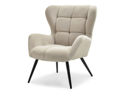 Beige velourlænestol med sorte ben KIKORI
