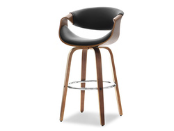 Hocker i valnød med sæde i valnød og ben i krom BENT