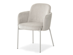 Fløjlsstol med beige, grå ben OSTIA