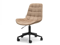 Beige velourlænestol med sorte ben ELIOR