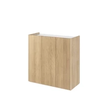 Lille kommode med LED-belysning eg scandi/hvid højglans EASY