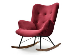 Rødbrun velourlænestol med sorte ben LAUREN