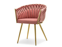 Velourstol pudderrosa guldben ROSA