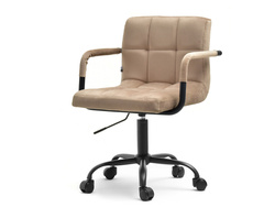 Beige velourlænestol med sorte ben ELIS