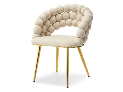 Cremefarvet velourstol med gyldne ben LUCY