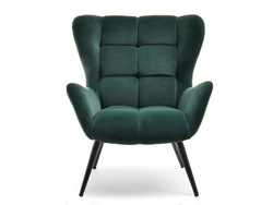 Velourlænestol med grønne, sorte ben KIKORI