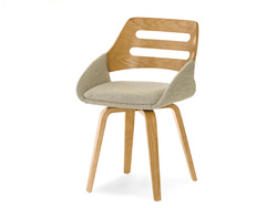 Egetræsstol med beige sæde og egetræsben TORIZ