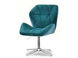 Turkis velourlænestol med kromben VELO-STATIC