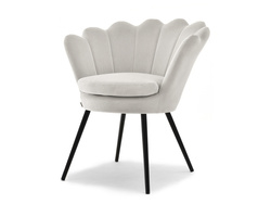 Velour-lænestol med sorte ben i ask LAZAR
