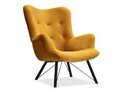 Lænestol i honningvelour med sorte ben DALTON