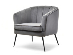 Velourlænestol med grå, sorte ben ESTEL