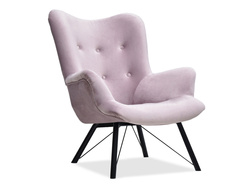 Lilla velourlænestol med sorte ben DALTON