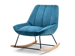 Lænestol i turkis velour med ben i bøg BERTA