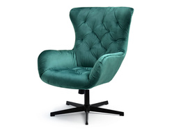 Velourlænestol med grønne, sorte ben ARON