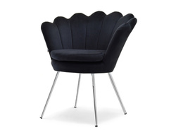 Velour-lænestol med ben i sort krom LAZAR