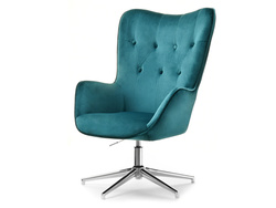 Lænestol i turkis velour med TRINI-ben i krom