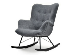 Polstret lænestol med grafitsorte ben LAUREN