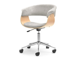 Kontorlænestol natur eg, grå forkromede ben MANZA