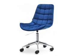 Velour-lænestol marineblå kromben ELIOR
