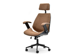 Kontorlænestol sort/brun sorte ben FRANK