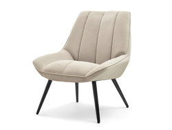 Velourlænestol beige sand sorte ben ZOTI
