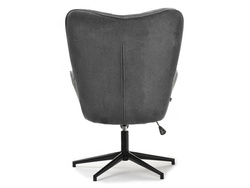 Velourlænestol med grå, sorte ben TRINI