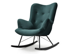Velourlænestol med grønne, sorte ben LAUREN