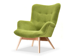 Skandinavisk lænestol med mosgrønne bøgeben FLORI