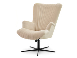 Beige velourlænestol med sorte ben ESLA