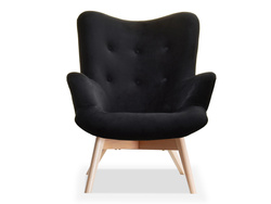 Velourlænestol med ben i sort bøg FLORI