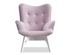Lilla velourlænestol med hvide ben FLORI