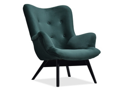 Velourlænestol med grønne, sorte ben FLORI