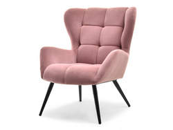 Pink velourlænestol med sorte ben KIKORI