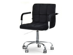 Velourlænestol sort/krom ben ELIS