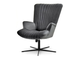 Lænestol i grafitvelour med sorte ben ESLA