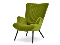 Moss velour lænestol sorte ben LANZA