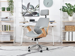 Kontorlænestol bøg/grå kromben FRANK