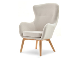 Lænestol i beige bøg LETA-ben