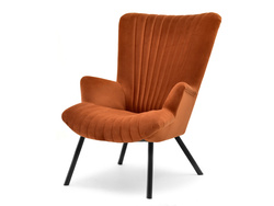 Velourlænestol med kobbersorte ben LANZA